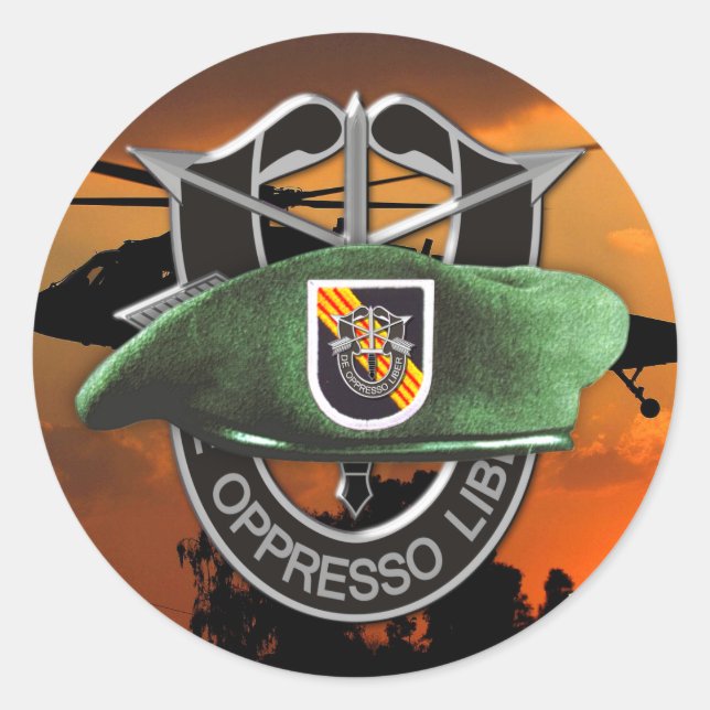 Sticker Rond 5e groupe des forces spéciales Green Berets vétéri (Devant)