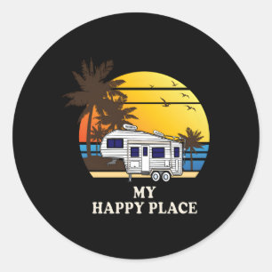Sticker Rond 5E Roue Mon Happy Place Camper 5R