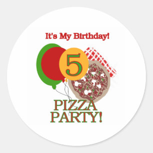 Sticker Rond 5ème Anniversaire de partie de pizza