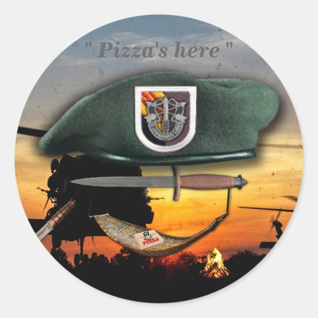 Sticker Rond 5ème forces spéciales Berets verts vietnam guerre  (Devant)