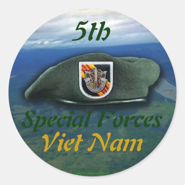 Sticker Rond 5ème groupe des forces spéciales Green Berets nom  (Devant)