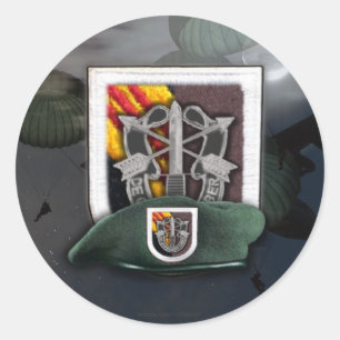 Sticker Rond 5ème Vétérans des bérets verts SF de groupe de