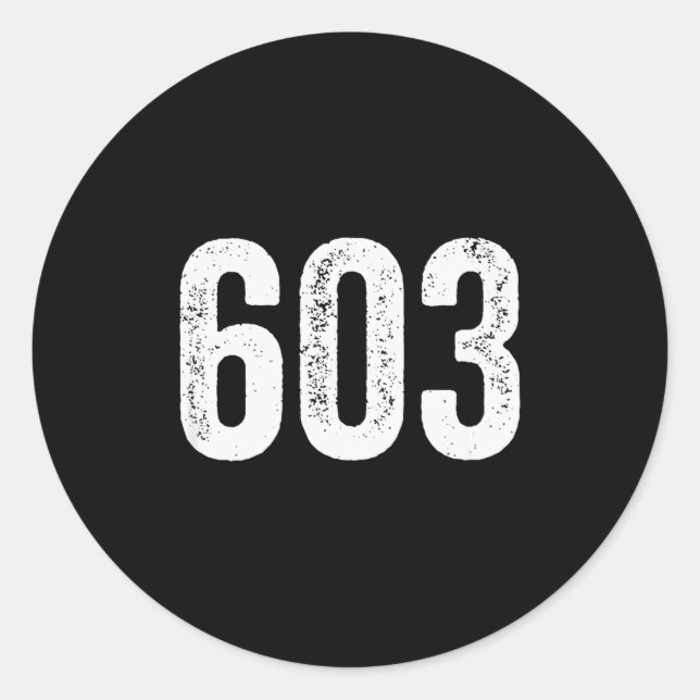 Sticker Rond 603 Distressed New Hampshire Area Code  (Devant)