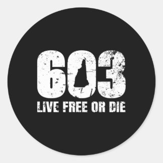 Sticker Rond 603 New Hampshire Produit En Vie Libre Ou Mort