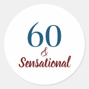 Sticker Rond 60 et Anniversaire sensationnel en bleu Dusty et R