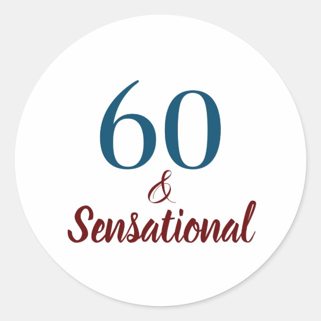 Sticker Rond 60 et Anniversaire sensationnel en bleu Dusty et R (Devant)