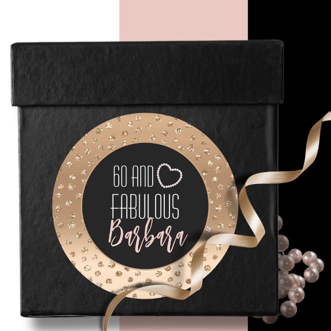 Sticker Rond 60 et fabuleux Elegant Blush Pink Gold Parties sci (Créateur téléchargé)