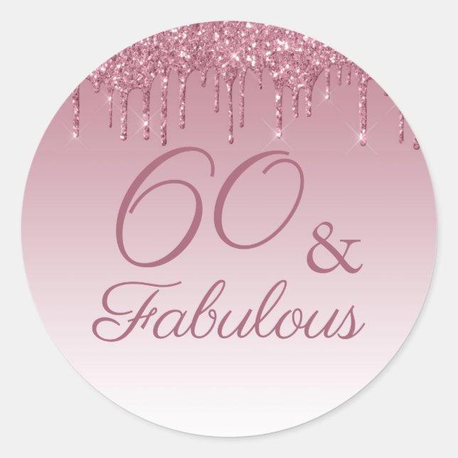 Sticker Rond 60 et fabuleux Rose Gold rose Parties scintillant  (Devant)