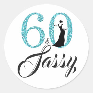 Sticker Rond 60 et Sassy Typographie 60e anniversaire