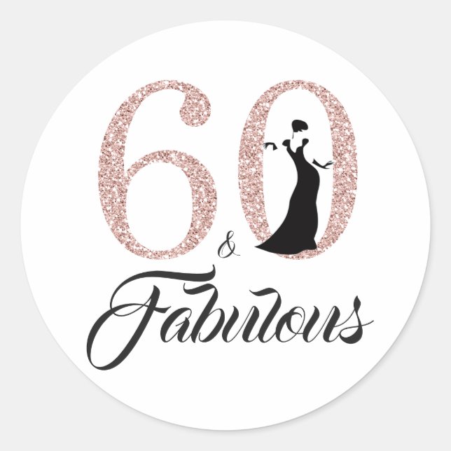 Sticker Rond 60 Fabuleux Pink Parties scintillant Typographie 6 (Devant)