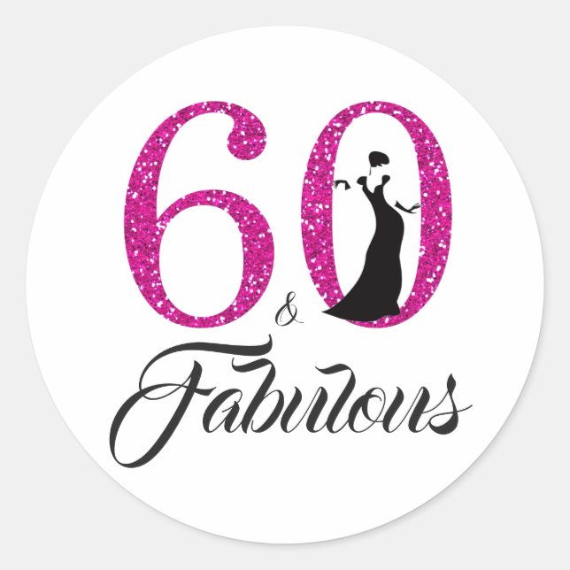 Sticker Rond 60 Fabuleux Pink Parties scintillant Typographie 6 (Devant)