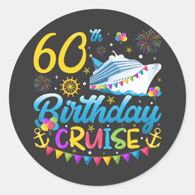 Sticker Rond 60e anniversaire Croisière B-Day Party (Devant)