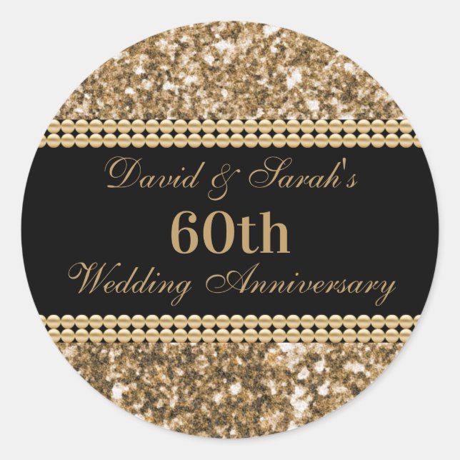 Sticker Rond 60e anniversaire de Mariage Célébration Parties sc (Devant)
