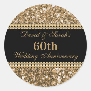 Sticker Rond 60e anniversaire de Mariage Célébration Parties sc