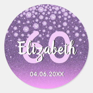Sticker Rond 60e anniversaire de parties scintillant diamants r
