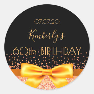 Sticker Rond 60e anniversaire noir or arc enregistrer la date
