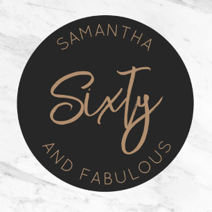 Sticker Rond 60e anniversaire Soixante et fabuleux Black Gold m