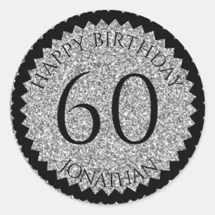 Sticker Rond 60e fête d'anniversaire ajoutez votre nom Parties 