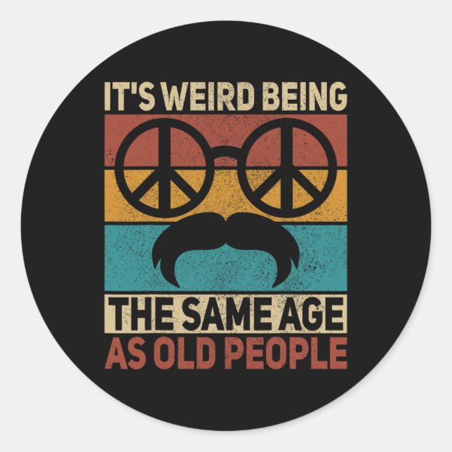 Sticker Rond 60s les années 70 tenue Hippie Papa Anniversaire G (Devant)