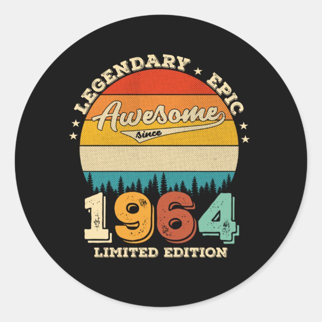 Sticker Rond 61 Ans Anniversaire 1964 Magnifique 61e anniversai (Devant)
