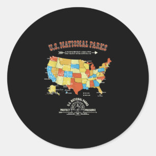 Sticker Rond 63 Carte des parcs nationaux - Randonnée d'Amériqu