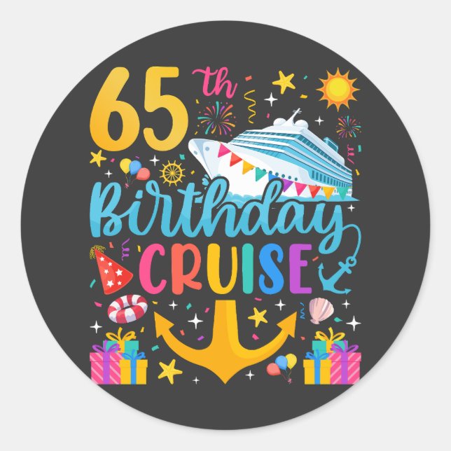 Sticker Rond 65e anniversaire Croisière B-Day Party (Devant)