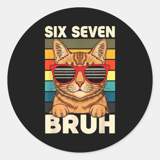 Sticker Rond 67 Animals Funny 67 Brainrot Youth Kids Cat 67  (Devant)