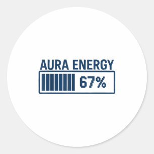 Sticker Rond 67 Aura à Six Sept Mème Drôle Slang Gen Alpha