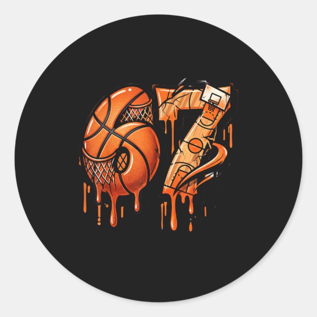 Sticker Rond 67 Basketball Ice Cream Drip Six Seven  (Devant)