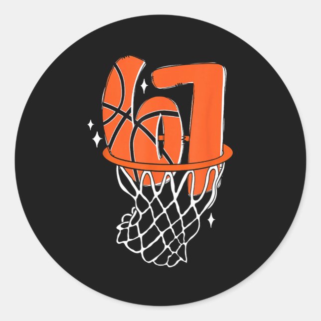 Sticker Rond 67 Basketball Six Seven 6 7 Meme Funny 67 Basketba (Devant)