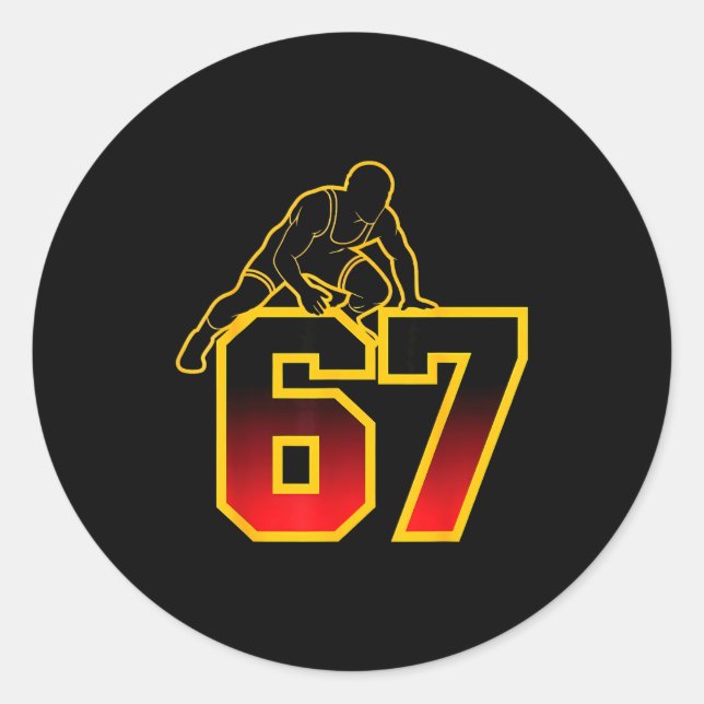 Sticker Rond 67 Brainrot Youth Wrestling Drip - Funny Kids 67  (Devant)