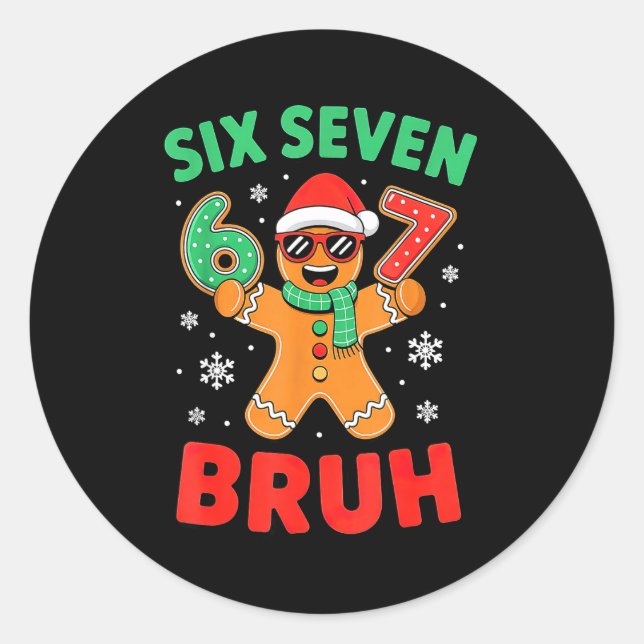 Sticker Rond 67 Christmas 6 7 Meme Gingerbread Xmas  (Devant)