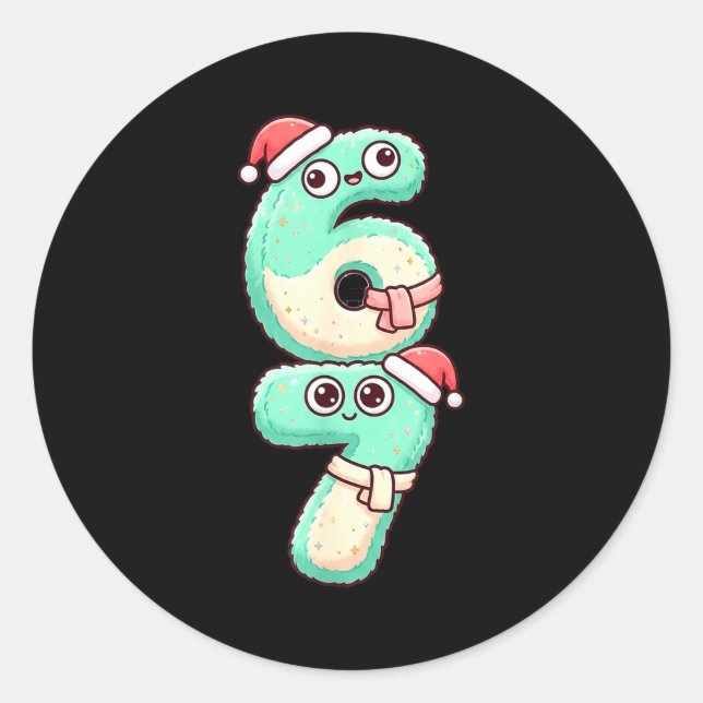Sticker Rond 67 Christmas Kawaii Pastel Design  (Devant)