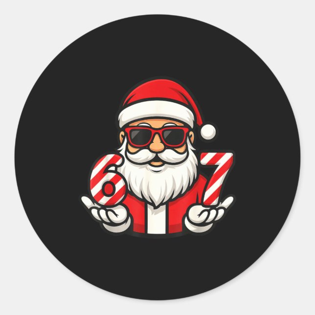 Sticker Rond 67 Christmas Meme Six Funny Santa  (Devant)