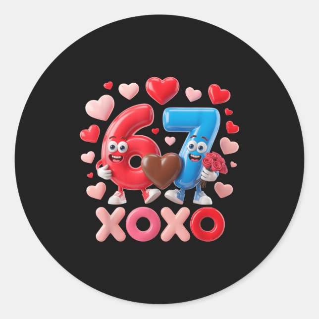 Sticker Rond 67 Cute Six Seven Gen Meme Couple Anniversary Vale (Devant)