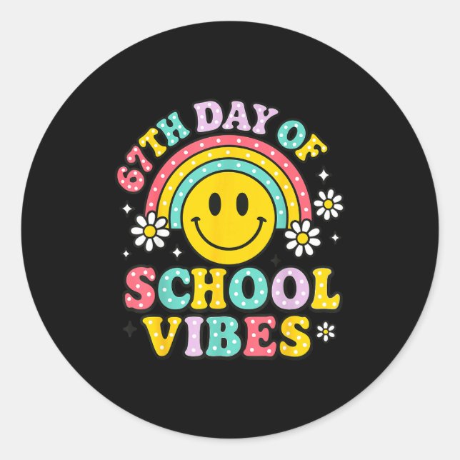 Sticker Rond 67 Days Of School Meme 100th Day Of School Vibes S (Devant)
