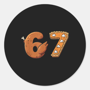 Sticker Rond 67 drôle de Thanksgiving 6 7 Meme Six Sept Dindon