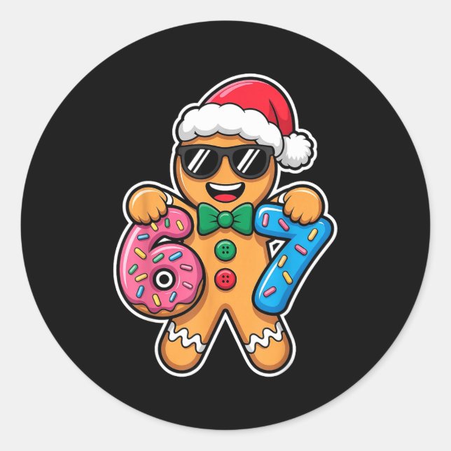 Sticker Rond 67 Funny Christmas Boys Kids Xmas Six Seven Ginger (Devant)