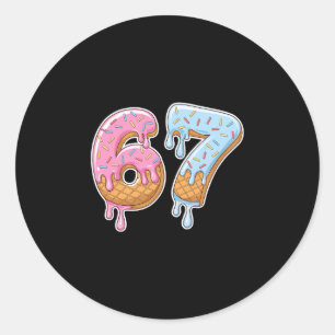 Sticker Rond 67 Glace 67 Mème Drôle Six Sept Gen Alpha Hommes