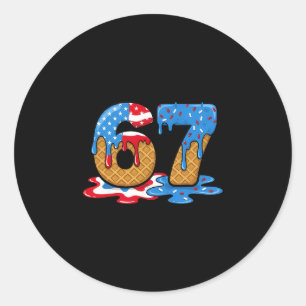 Sticker Rond 67 Glace Dégoulinante Mème Drôle Six Sept Gen Alph