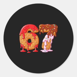 Sticker Rond 67 Glace Dégoulinante Mème Drôle Six Sept Saint Va