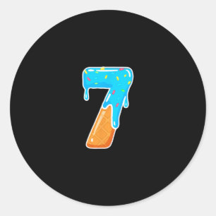 Sticker Rond 67 Glace qui dégouline Mème Drôle 6 7 Costume Coup