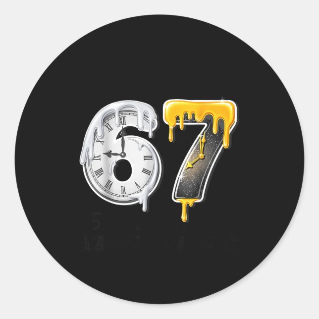 Sticker Rond 67 Happy New Year Countdown 2026 Funny Six Seven 6 (Devant)