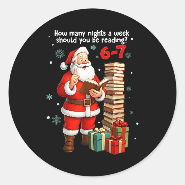 Sticker Rond 67 How Many Nights A Week Should You Be Reading 6- (Devant)