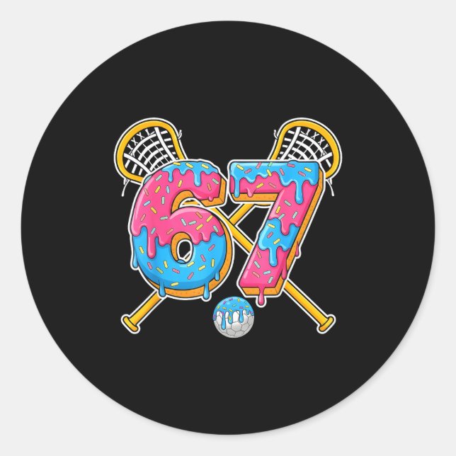 Sticker Rond 67 Ice Cream Drip Meme Gen Alpha Slang Lacrosse Sr (Devant)
