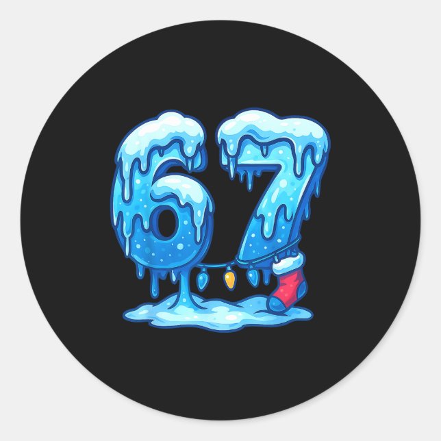 Sticker Rond 67 Ice Cream Drip Meme Six Seven Gen Alpha Slang C (Devant)