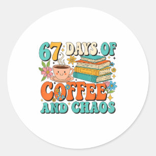 Sticker Rond 67 jours d'amant de café et de chaos drôle 67 mème