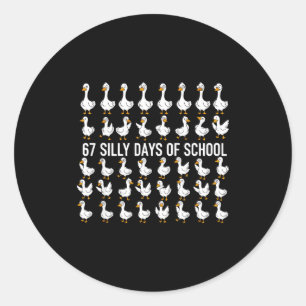 Sticker Rond 67 jours de folie à l'école drôle d'oie 67 mème po