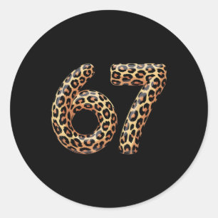 Sticker Rond 67 Léopard Mème Drôle Six Sept Argot Gen Alpha Ch
