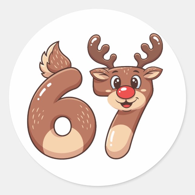 Sticker Rond 67 Meme Christmas Reindeer   (Devant)